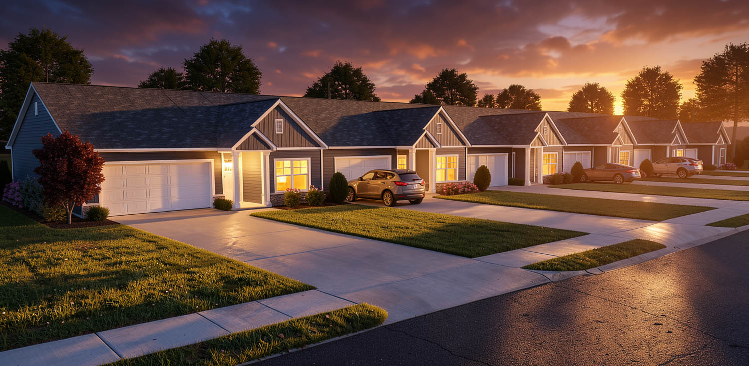 Eagleview home at sunset